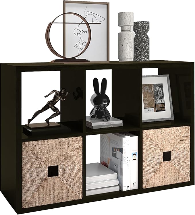 CTESNE【2026 Wooden Thick Frame 6 Cube Storage Organizer Shelf with Anti-Tipping Kits + Reversible Open Back Bookcase, Horizontal and Vertical Dual-use（Chocolate,11inch）