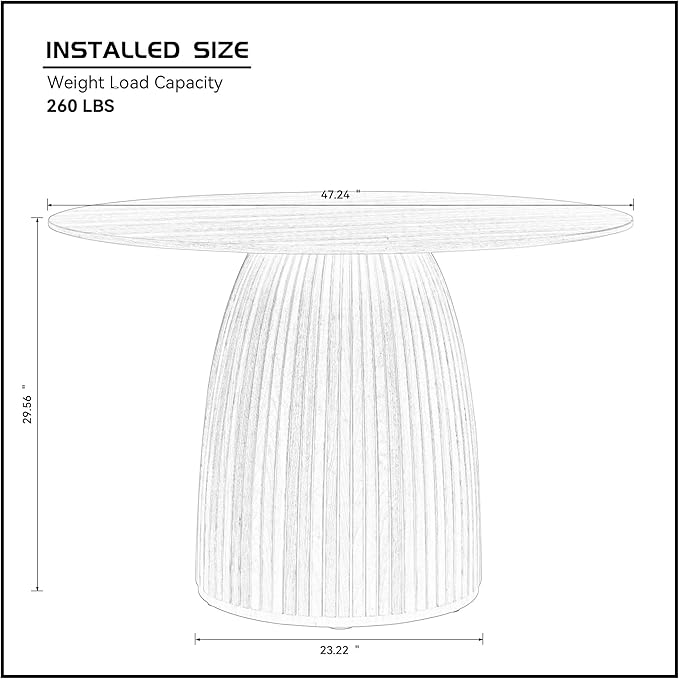 JUSTONE 47.2''Round Dining Table for 4,Modern Kitchen Table with Wooden Pedestal Base,Minimalist Elegant Dining Table for Living Room, Dining Room(φ47.2"x29.5"H, Natural Wood)