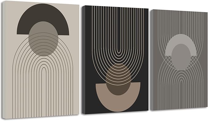 Boho Vintage Line Wall Art Framed Mid Century Bohemain Wall Decor Abstract Modern Artwork Home Office Living Room Prints Ready to Hang 12x16in Framed