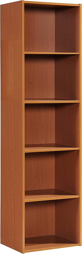 HODEDAH IMPORT 5 Shelve Bookcase cabinet, Cherry