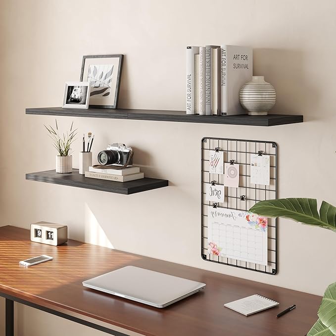Wall Shelf Set of 1,Dark Wood Floating Shelves 30 in W x 10 in D x 1 in H, Wooden Floating Wall Shelf with Invisible Brackets for Living Room/Bedroom/Bathroom/Kitchen Storage and Decor