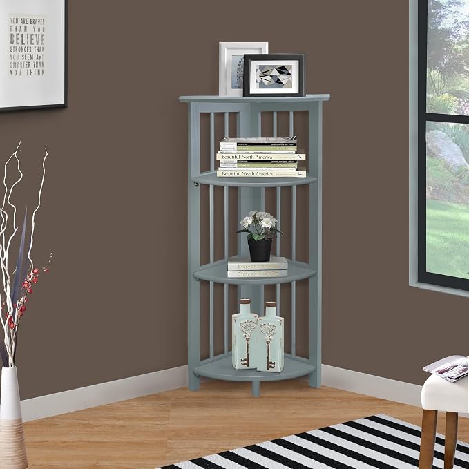 Casual Home Mission 4-Shelf Corner Folding Bookcase, Slate Gray