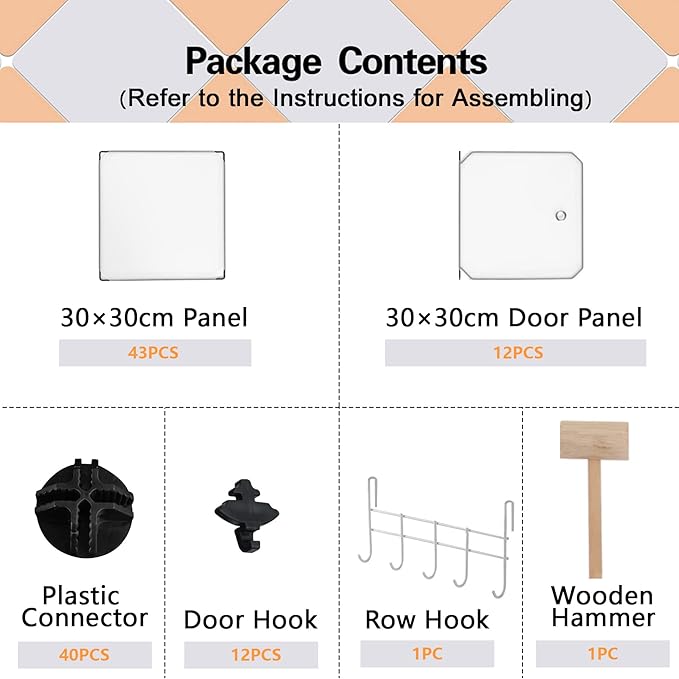 C&AHOME Cube Storage Organizer with Doors, 12-Cube Shelves, Closet Cabinet, DIY Plastic Modular Bookshelf Ideal for Home, Living Room, 36.6”L x 12.4”W x 48.4”H Transparent White USHS3012W-DOOR