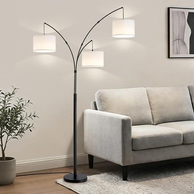 Netin 3 Light Arc Floor Lamps for Living Room, Large Floor Lamp with Remote Control, Modern 80" Tall Standing Lamp, 3 Color Temperature, Mid Century Tree Floor Lamp for Bedroom, Office
