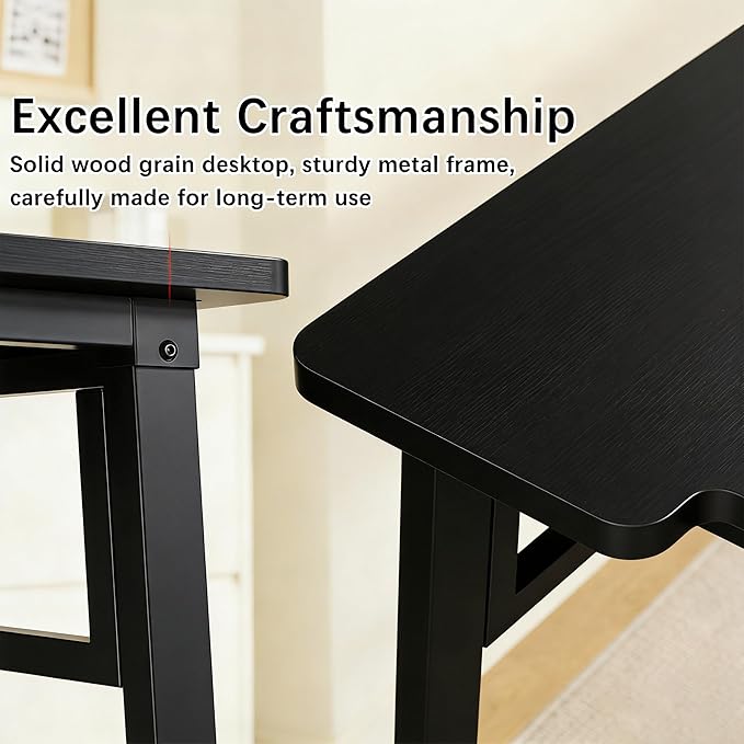 Computer Desk 39.4 Inch Small Office Desk with Wood Top and Metal Frame, Study Writing Desk for Home, Bedroom, Gaming, U-Shaped Leg Design, Modern Simple