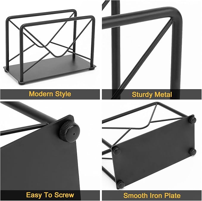 Modern Mail Holder for Home Office, Metal Letter Organizer Sorter for Desk, Cutout Mail Envelope Design, Bill Filling Paper Document Rack, Envelope Storage Rack with Metal Base