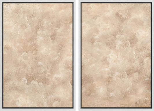 MUDECOR Framed Canvas Print Wall Art Neutral Abstract Minimalist Beige and Cream Tones Illustrations Modern Art Decorative Bohemian Colorful Chic for Living Room, Bedroom, Office - 16"x24"x2 White