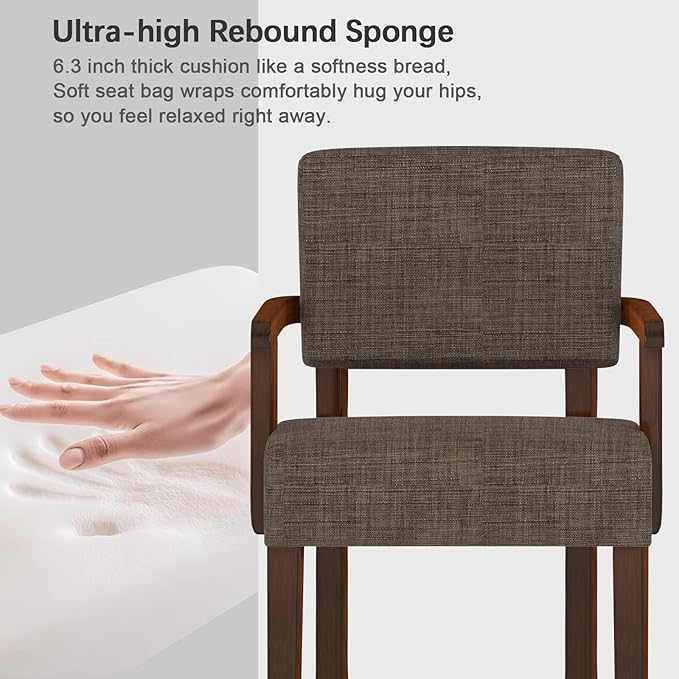 Accent Chair,Armchairs with Solid Wood Frame and Legs,Upholstered Reading Leisure Chair for Bedroom,Office,Waiting Room (Linen, Brown, One Chair)