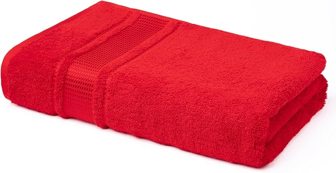 Melissa Linen, Bath Sheet, 100% Turkish Cotton Towel for Bathroom, Absorbent, Quick Dry, Durable and Soft Shower Towel, 35 in x 60 in Large, Spa and Hotel Quality, Red