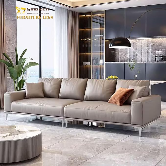 4 3/4 inch/12cm Shiny Chrome Metal Furniture Legs Set of 8, DIY Replacement for Short Cabinet Legs, Sofa Legs, Small Dresser Legs
