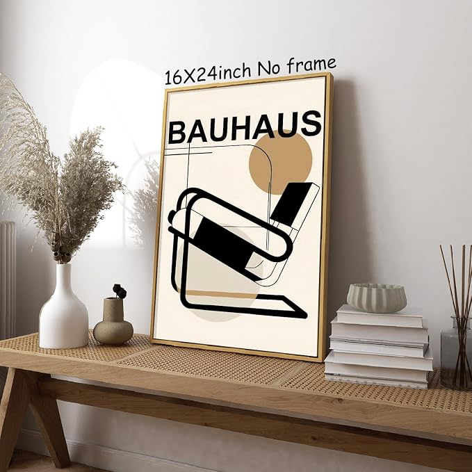 Geometric Line Wall Art Chair Geometric Poster Abstract Minimalist Painting Mid Century Modern Pictures Bauhaus Exhibition Poster Trendy Bauhaus Print Abstract Shaped Picture for Wall 16x24in No Frame