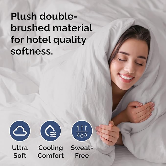 Duvet Cover Cal King Size - Extra Soft Cal King Size Duvet Cover - Lightweight, Breathable & Cozy - Easy Care with Zipper Closures & Ties - 104" x 98" Inches - (French Grey) Comforter Not Included