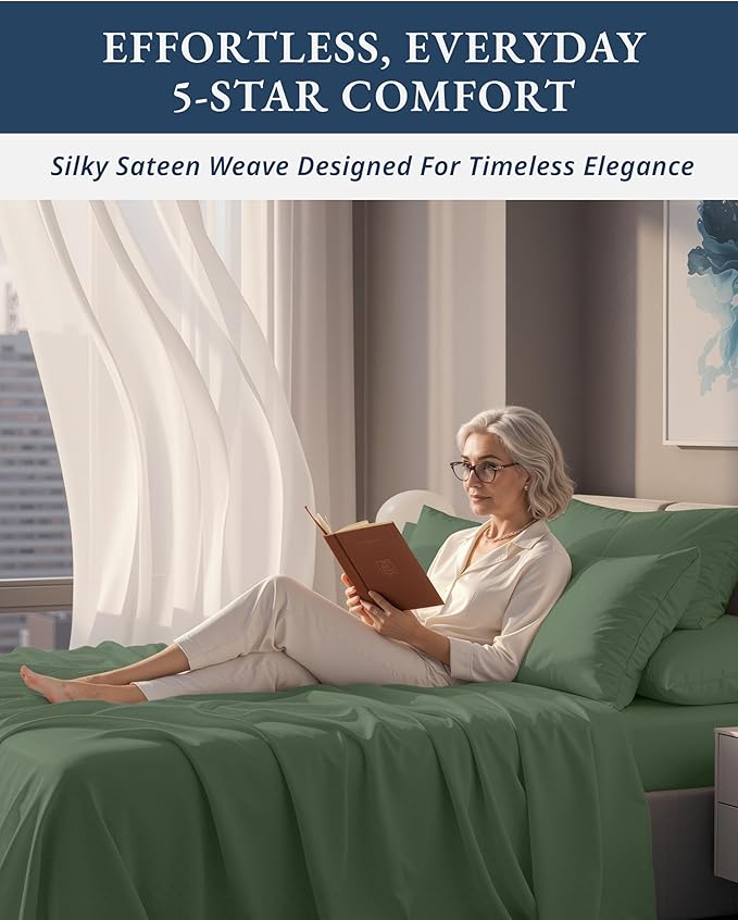 LANE LINEN 100% Egyptian Cotton Queen Sheet Set, Soft & Comfy Thick Fully Elasticized Mercerized Cotton Sheets, No Pill Fade Resistant Elegant Jaquard Swiss Dot - Iceberg Green