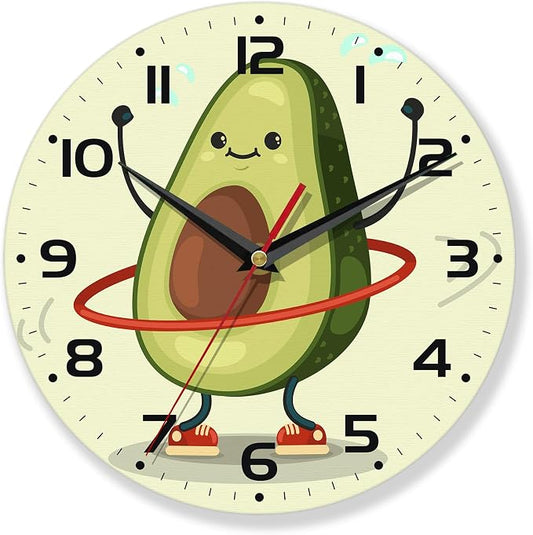 Wall Clock for Bathroom,Cute Avocado Wall Clocks Silent Non-Ticking Battery Operated Clock 10 Inch,Wall Clocks Decorative for Living Room,Kitchen,Office