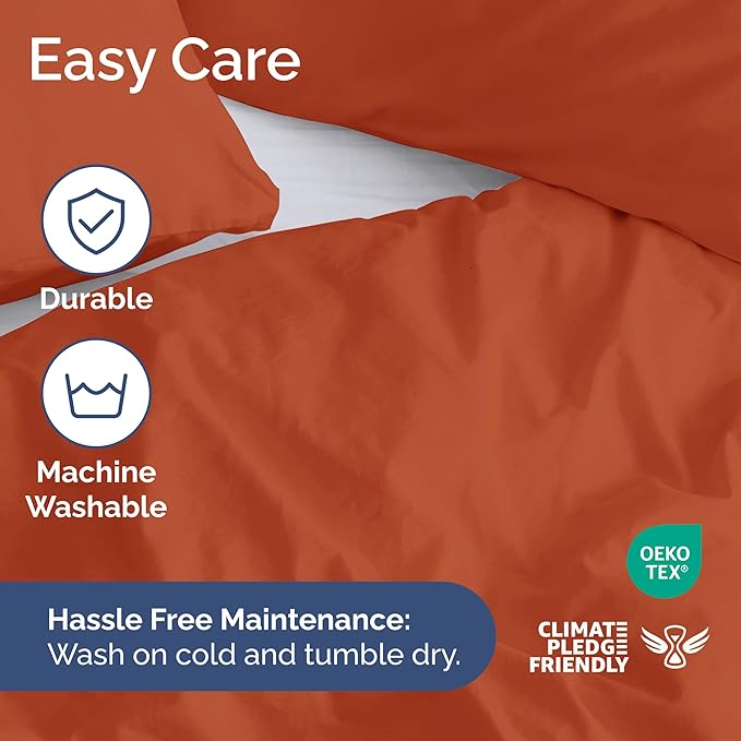 Duvet Cover Full Size - Extra Soft Full Size Duvet Cover - Lightweight, Breathable & Cozy - Easy Care & Fade Free w/Zipper Closures & Ties - 80" x 90" Inches - (Terracotta) Comforter Not Included