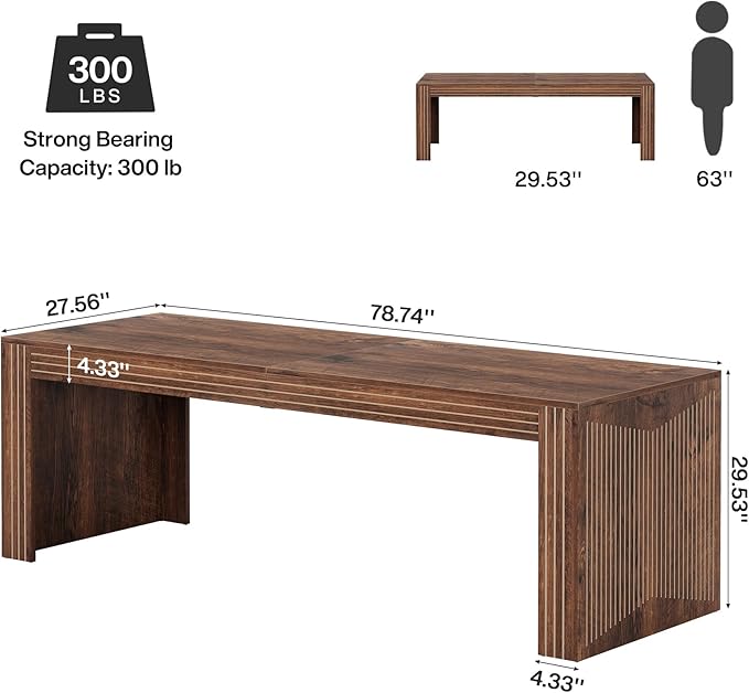 Tribesigns 79-Inch Extra Long Desk, Two Person Double Desk for Home Office, Wooden Long Computer Desk Writing Table for Office, Coffee Brown
