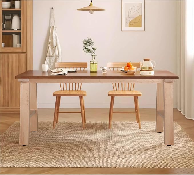 16 Inch H Shape Wood Furniture Legs - Table & Bench Replacement Legs Set of 2 - Rustic Modern Style - Square Unfinished Wooden Legs, Heavy Duty DIY Industrial