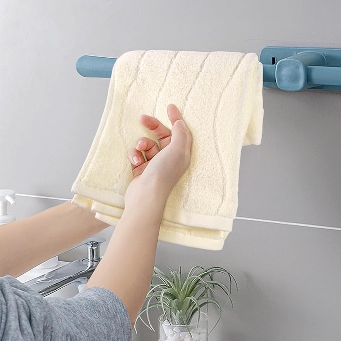 Pack of 2 Quick Dry Hand Towels (13x29 Inches, Beige) - 100% Cotton Face Towels for Bathroom Hotel Spa, Wavy Striped Jacquard