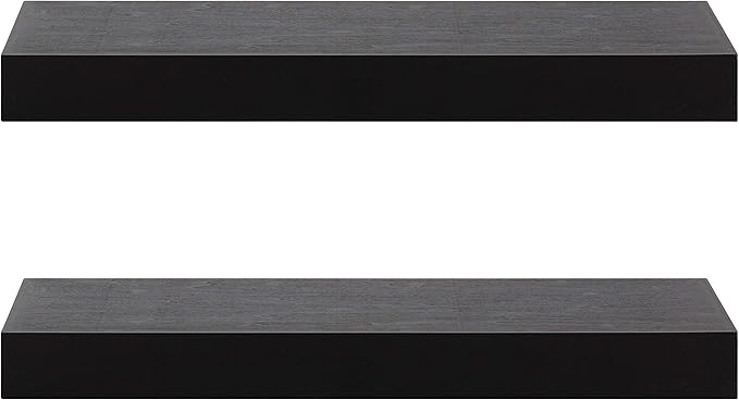 Kate and Laurel Havlock Modern Floating Shelves, Set of 2, Black, Sophisticated Storage and Display Shelves for Wall