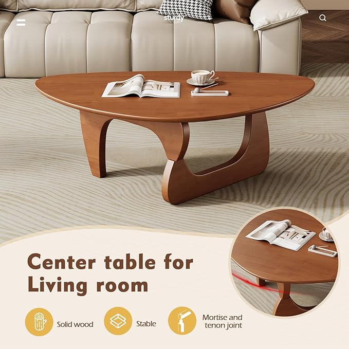 Mid Century Modern Coffee Table - Walnut Wooden Coffee Table for Living Room,Center Table Suitable for Bedroom Living Room Reception Office Tables (Walnut, Small 34.5 * 23.5 * 16in)