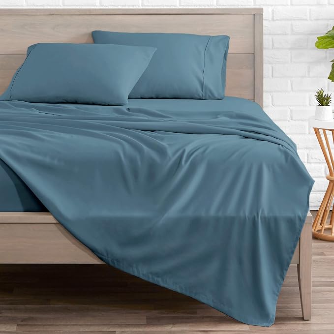 Bare Home Twin XL Sheet Set - 1800 Ultra-Soft Microfiber Twin Extra Long Bed Sheets - Double Brushed - Deep Pockets - Easy Fit - 3 Piece Set - Bedding Sheets & Pillowcases (Twin XL, Coronet Blue)