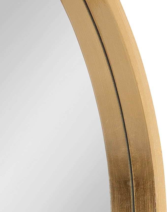 Kate and Laurel Travis Round Wood Wall Mirror, 31.5" Diameter, Gold, Modern Glam Wall Décor Accent