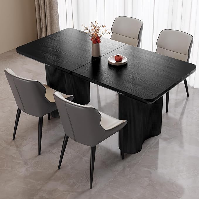 5-Piece Modern Dining Set, 62.99" Dining Table Set for 4, Rectangular Kitchen Table with 4 Chairs for Living Room, Kitchen & Dining Room Sets for Home, Apartment, Black