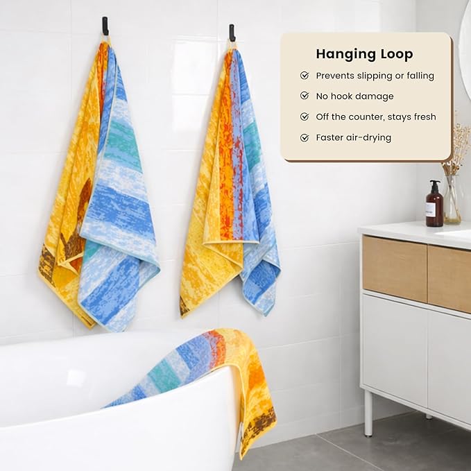 SEMAXE 4-Pack Luxury Bath Towels for Bathroom, 100% Cotton, Soft, Absorbent, and Quick-Drying, 55"x27", Wheat Filed, Perfect for Hotels, Gyms, and Spas