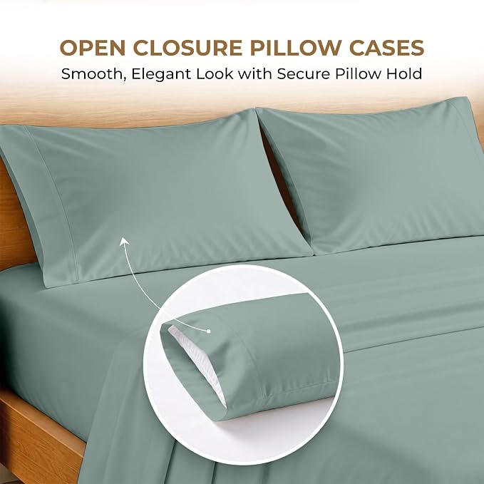 SGI bedding 100% Egyptian Cotton Sheets King Size – 600 Thread Count Sheets Set, Soft, Cooling, 15" Deep Pocket, Luxury Hotel Bedding, Breathable, Durable - Aqua Green