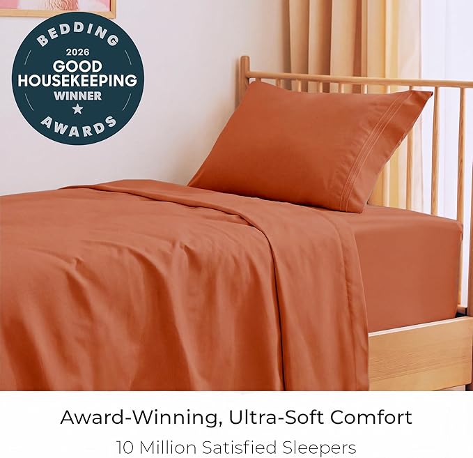 Mellanni Twin XL Sheets Set - 3 PC Iconic Collection Bedding - Hotel Luxury, Extra Soft, Cooling Bed Sheets - Wrinkle, Fade, Stain Resistant (Twin Extra Long, Terracotta)