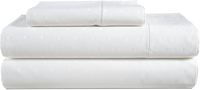 LANE LINEN 100% Egyptian Cotton Twin XL Sheet Sets, Soft & Comfy Hotel Like Thick Fully Elasticized Mercerized Cotton Sheets Jaquard, No Pill Fade Resistant Twin XL Sheets - Swiss Dot White