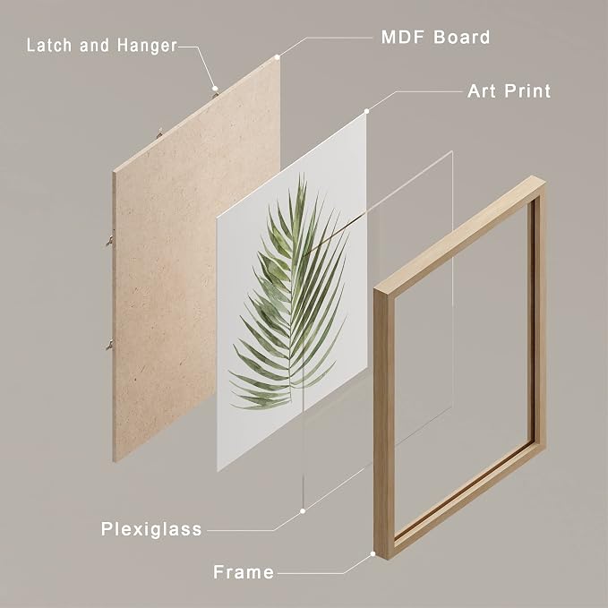 SIGNWIN Framed Banana Palm Monstera Leaf Wall Art, Set of 4 Green Pastel Wall Decor Prints, Nature Wilderness Wall Décor for Living Room, Bedroom - 8"x10" Natural