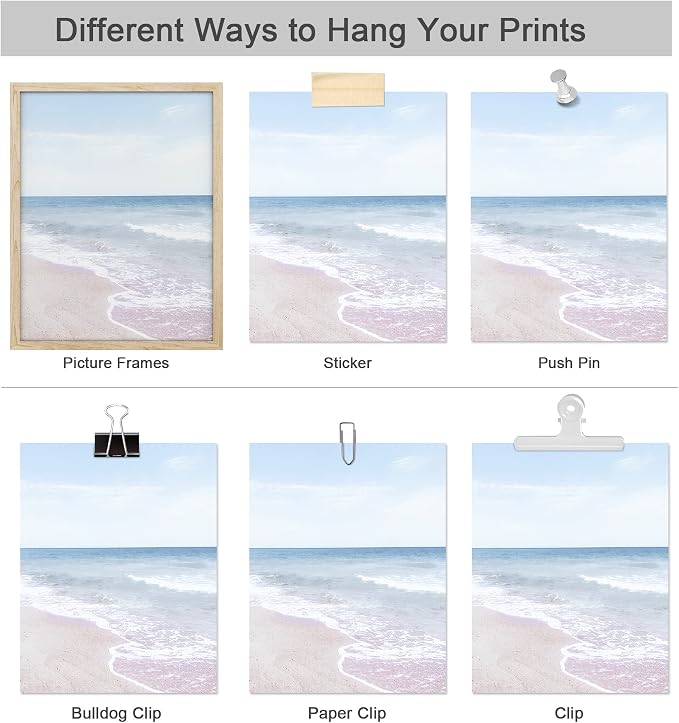 SIGNWIN Poster Bathroom Decor 8"x10"x 4, Wall Art Room Decor Multicolor for Living Room, Bedroom, Office White Pastel Tropical Island Ocean Beach Shore Nature Wilderness Realism Landscape Colorful