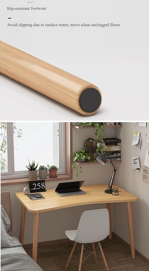 Modern Wooden Computer Desk, Curved Edge Design, Natural Oak Finish (Nordic Maple Color, 32 * 16 * 29.2)