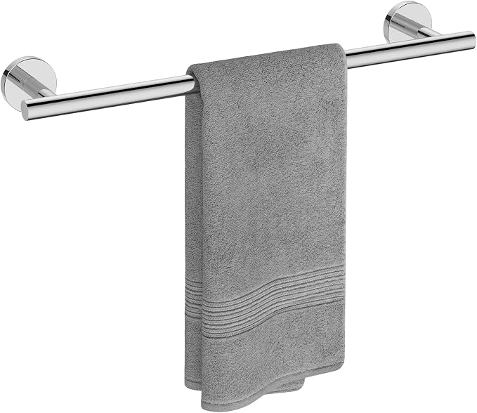 USHOWER Polished Chrome Towel Bar, 14-Inch Towel Racks for Bathroom Wall-Mounted, SUS304 Stainless Steel Towel Rod (Total Length 16-Inch)