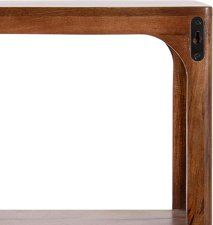 Kate and Laurel Dahl Modern Mango Wood Tiered Wall Shelf, 18 x 7 x 22, Walnut Brown, Decorative Over The Toilet Shelf for Use as Bathroom Storage or Living Room Display Shelving