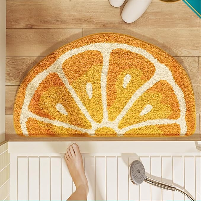 Ankah Fruit Bath Mats Cute Bathroom Rugs, Particularly Absorbent, Very Soft, and Dry Fast That Fits for Kid's Room, Bathroom or Other Room, 17.7" x 31.5", Orange