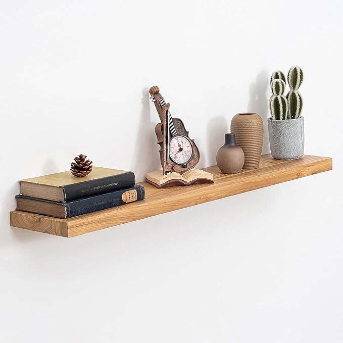 Extra Deep 40" Long Rustic Solid Wood Floating Shelves for Wall, Wall Shelves with Invisible Bracket for Living Room Bathroom Bedroom Kitchen, Set of 1, Walnut