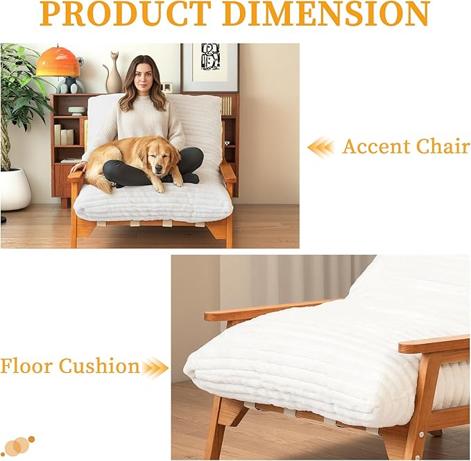 WJShome Modern Accent Chair, Comfy Chaise Lounge Chair with Ash Wood Armrest, Upholstered Armchair with Soft Cushion for Bedroom Balcony Lounge Reading Room, Beige