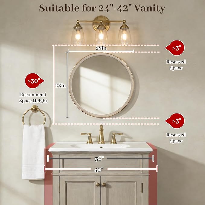 WallBeyond Round Mirror 28 Inch,Linen-Texture Circle Wall Mirror for Bathroom, Bedroom, Entryway, Living Room