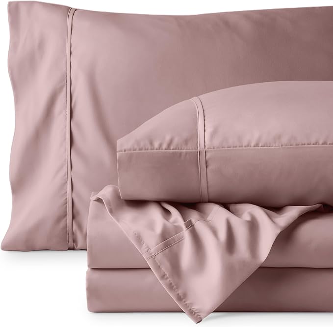 Bare Home California King Sheet Set - 1800 Ultra-Soft Microfiber Cal King Bed Sheets - Double Brushed - Deep Pockets - Easy Fit - 4 Piece Set - Bed Sheets (California King, Mauve)