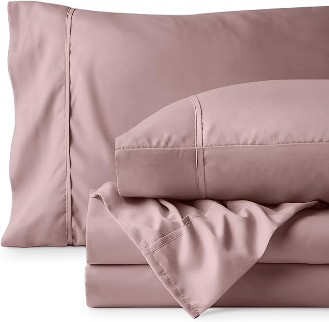 Bare Home Twin Sheet Set - 1800 Ultra-Soft Microfiber Twin Bed Sheets - Double Brushed - Deep Pockets - Easy Fit - 3 Piece Set - Bedding Sheets & Pillowcases (Twin, Mauve)