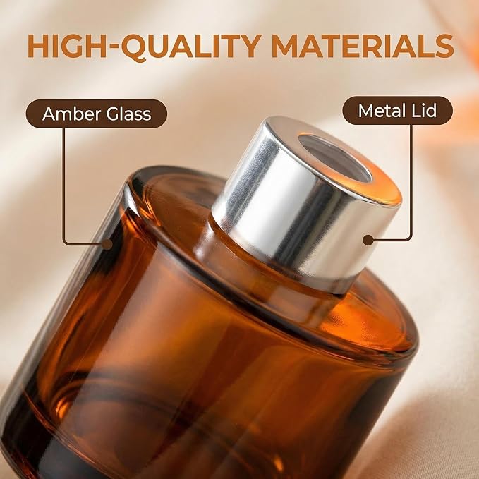 2 PCS 50ml/1.7oz Empty Aromatherapy Diffuser Bottles Amber Essential Oils Containers DIY Fragrance Accessories Diffuser Craft Projects for Wedding Party Home Fragrance Bathroom Decoration