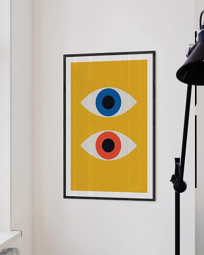 HAUS AND HUES Abstract Wall Art – Retro Geometric Prints, Bauhaus Style Evil Eye Artwork, Modern Contemporary Wall Decor (Unframed 24x36)