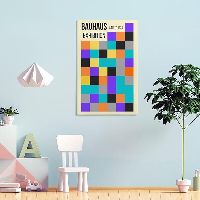 FideMm Bauhaus Print Poster,colours Poster,Abstract Art,Minimalist,Stylish Mid Century Art Poster for Room Aesthetics Canvas Wall Art Poster And Print Frame-style 16x24inch(40x60cm)