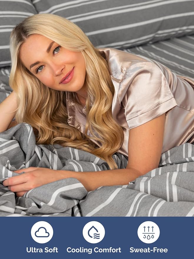 Extra Deep King Sheet Set - 6 Piece Breathable and Cooling Sheets - Hotel Luxury Bedding for Women, Men, Kids & Teens - Easy & Secure Fit - Soft and Wrinkle Free - Extra Deep Pockets - Grey Stripes