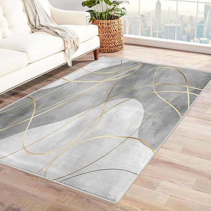 Mid Century Modern Rugs 8x10-3x5 Rug - Mid Century Modern Home Decor & Room Decor - Abstract Area Rug - Minimalist Rugs for Entryway - Line Art Carpet - Mid Century Modern Gifts