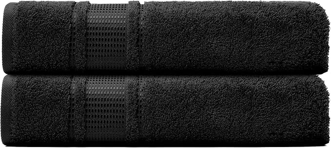 Melissa Linen, 2 Piece Hand Towel Set, 100% Turkish Cotton Face Hand Towels for Bathroom, 20 in x 35 in, Absorbent, Quick Dry, Durable and Soft, Spa and Hotel Quality, Jet Black