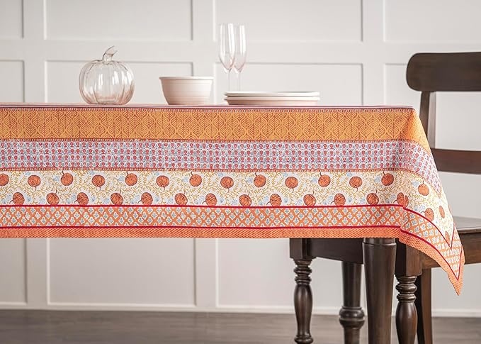Maison d' Hermine Table Cloth Rectangle Table 100% Cotton 70 x 90 Inches Fall Tablecloth Reusable Everyday Use for Thanksgiving Christmas Decorations Dining Farmhouse Party (Harvest Festival)