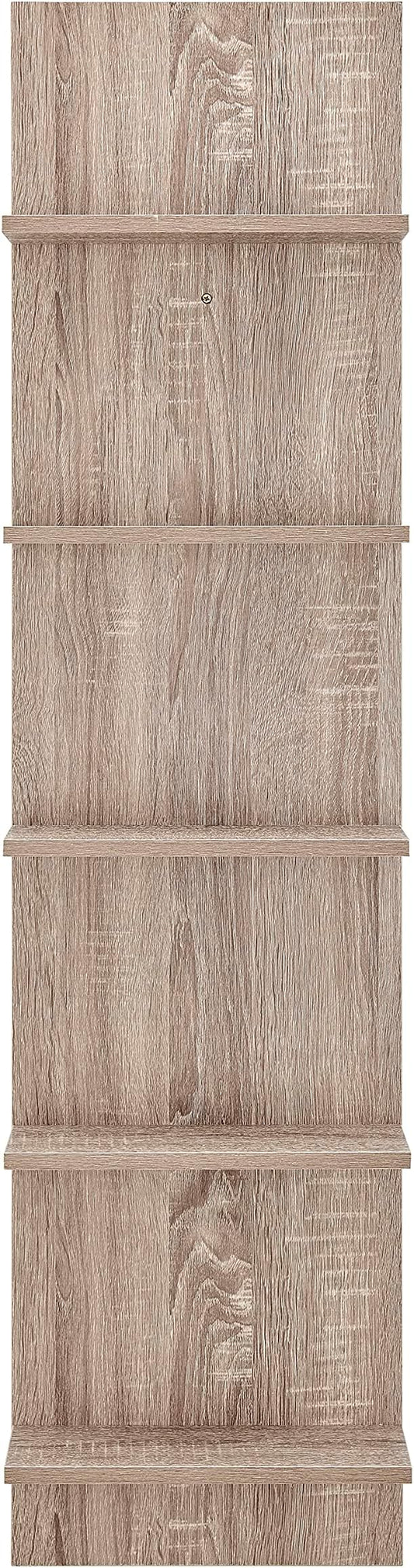 Danya B. Narrow Decorative Wall Mount Vertical Shelving Unit – Modern Column with 5 Shelves Home or Office for Books, Décor Display (Oak)